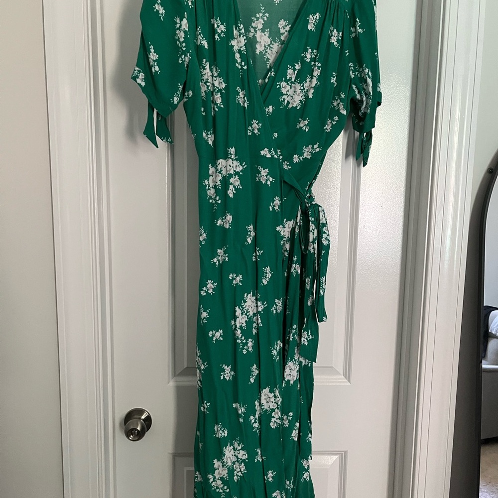Seraphine Maternity Green Floral Midi Dress